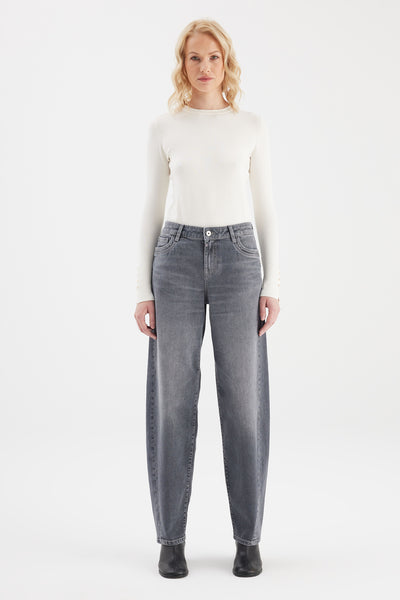 Beth Mid Waist Cropped Length 5 Pocket Jeans Dark Grey Vintage