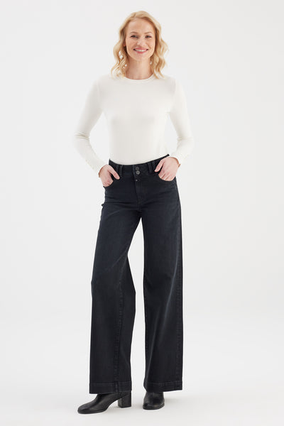Carlotta Mid Waist Full Length 5 Pocket Jeans Black Vintage
