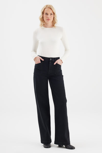 Mira High Waist Full Length Jeans Black