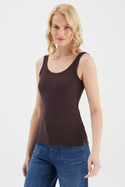 Olivia Scoop Neck Tank Top Chocolate Plum