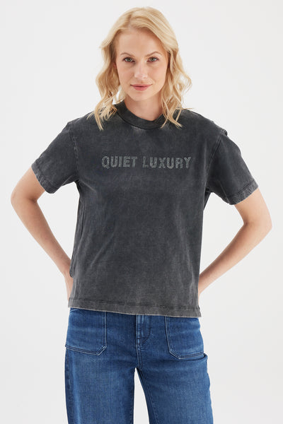 Lucia Cloud Crew Neck Short Sleeve Tshirt Black Quiet Luxury