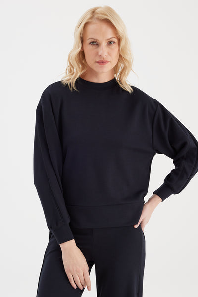 Elina Crew Neck Long Sleeve Sweatshirt Black