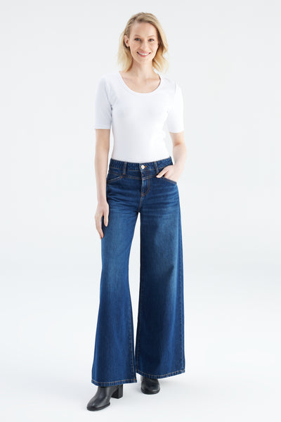 Hazel Mid Waist Full Length 5 Pocket Jeans Dark Blue
