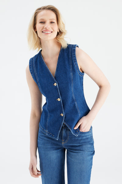 Pixie V Neck Vest Astra Blue