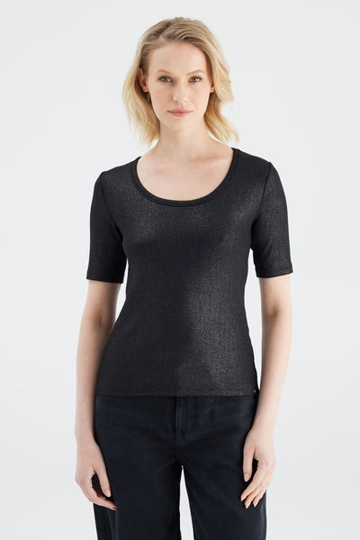 Alina Scoop Neck Short Sleeve Tshirt Black Pearl