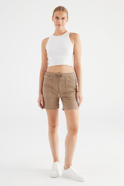 Agnes Mid Waist Regular Length Jogger Patch Pocket Shorts Moon Rock