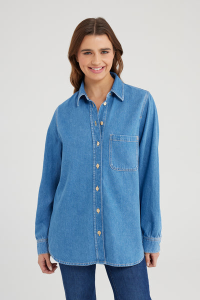 Arya Long Sleeve Shirt Medium Blue