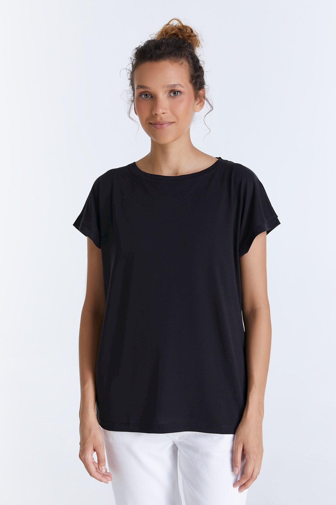 cup of joe denim Audrey Boat Neck Short Sleeve Tshirt