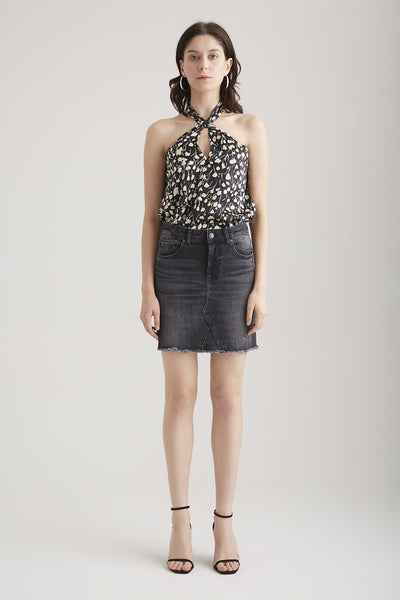 Amber 5 Pocket Mini Skirt Coal black