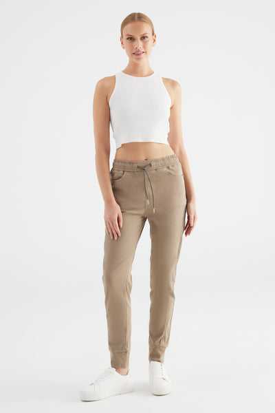 Cadee Mid Waist Ankle Length Jogger Patch Pocket Trouser Moon Rock