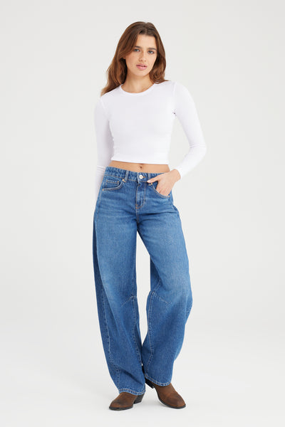 Clara Mid Waist Full Length 5 Pocket Jeans Medium Blue