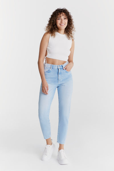 Lynn Mid Waist 5 Pocket Jeans Sky Blue