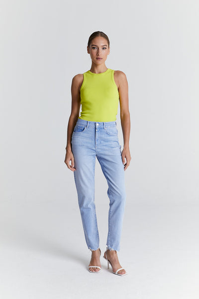 Lynn Mid Waist 5 Pocket Pants Bright Blue