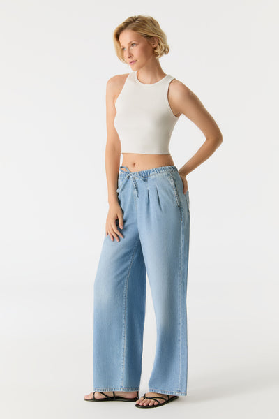 Ellen Mid Waist Full Length Jogger Chino Jeans Light Blue