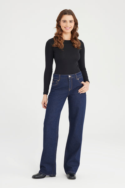 Elodie Mid Waist Full Length 5 Pocket Jeans Raw