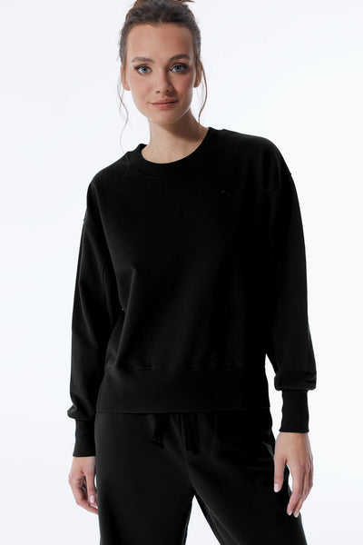 Elsa Crew Neck Long Sleeve Sweatshirt Black