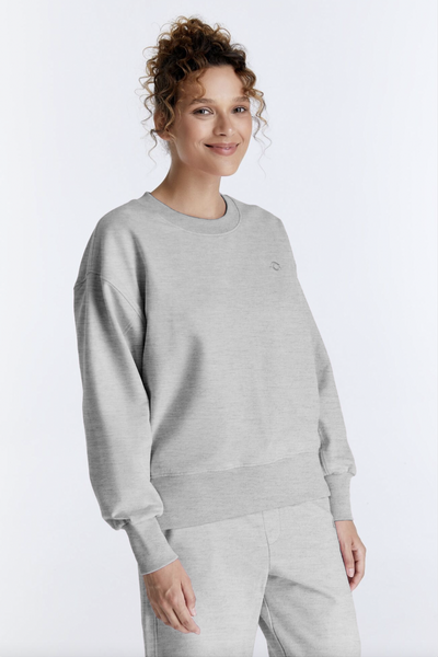 Elsa Crew Neck Long Sleeve Sweatshirt Grey Melange