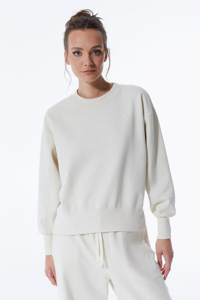 Elsa Crew Neck Long Sleeve Sweatshirt Off White