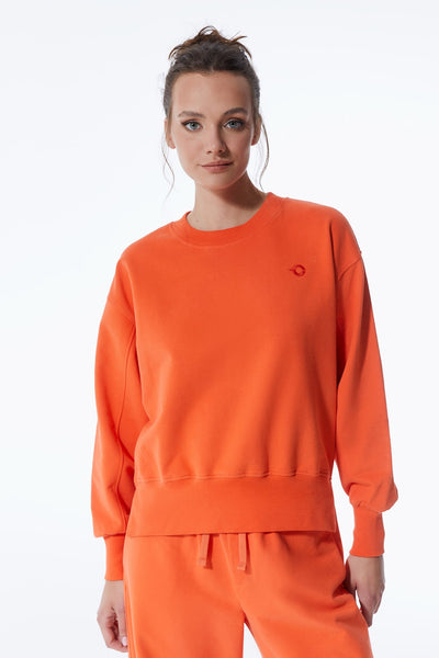 Elsa Crew Neck Long Sleeve Sweatshirt Orange