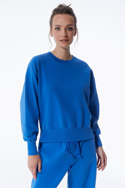 Elsa Crew Neck Long Sleeve Sweatshirt Saks Blue