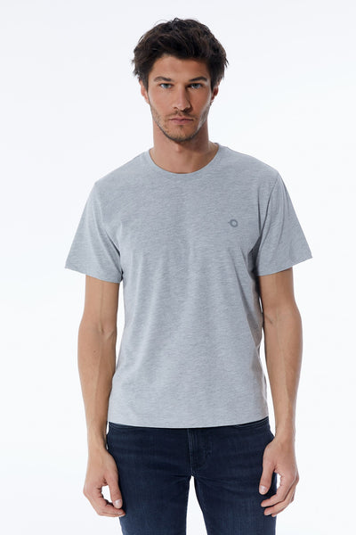 Fin Crew Neck Short Sleeve Tshirt Grey Melange