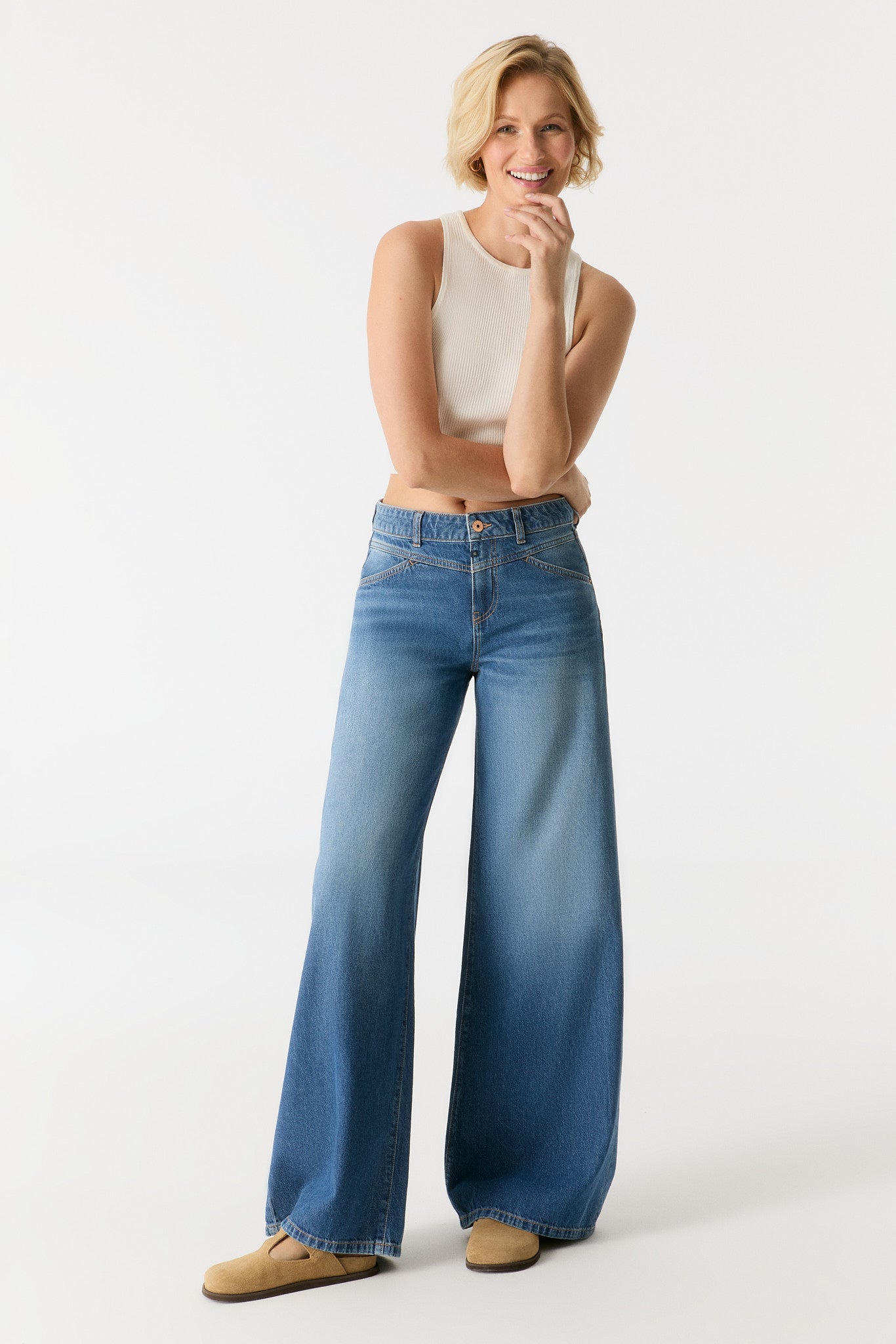 cup of joe denim Hazel Mid Waist Full Length 5 Pocket Jeans