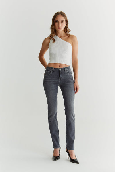 Hannah High Waist 5 Pocket Jeans Smoke Grey