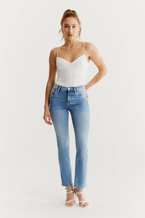 Hannah High Waist Regular Length Pocket Jeans Light Blue – COJ Denim