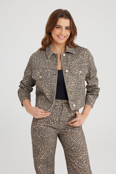 Ida Ida Regular Fit Jacket Leopard print