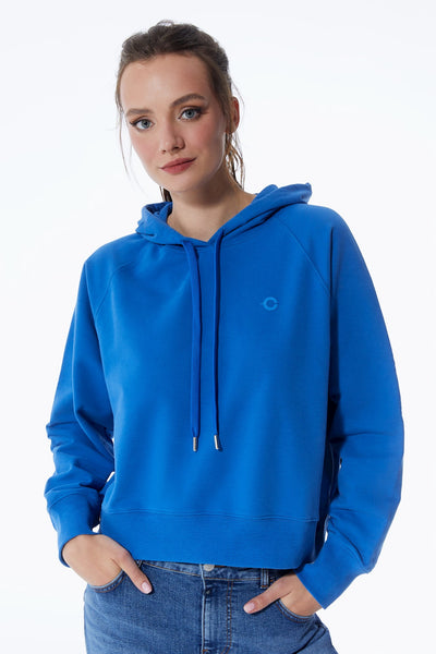 Janice Long Sleeve Hoodie Saks Blue