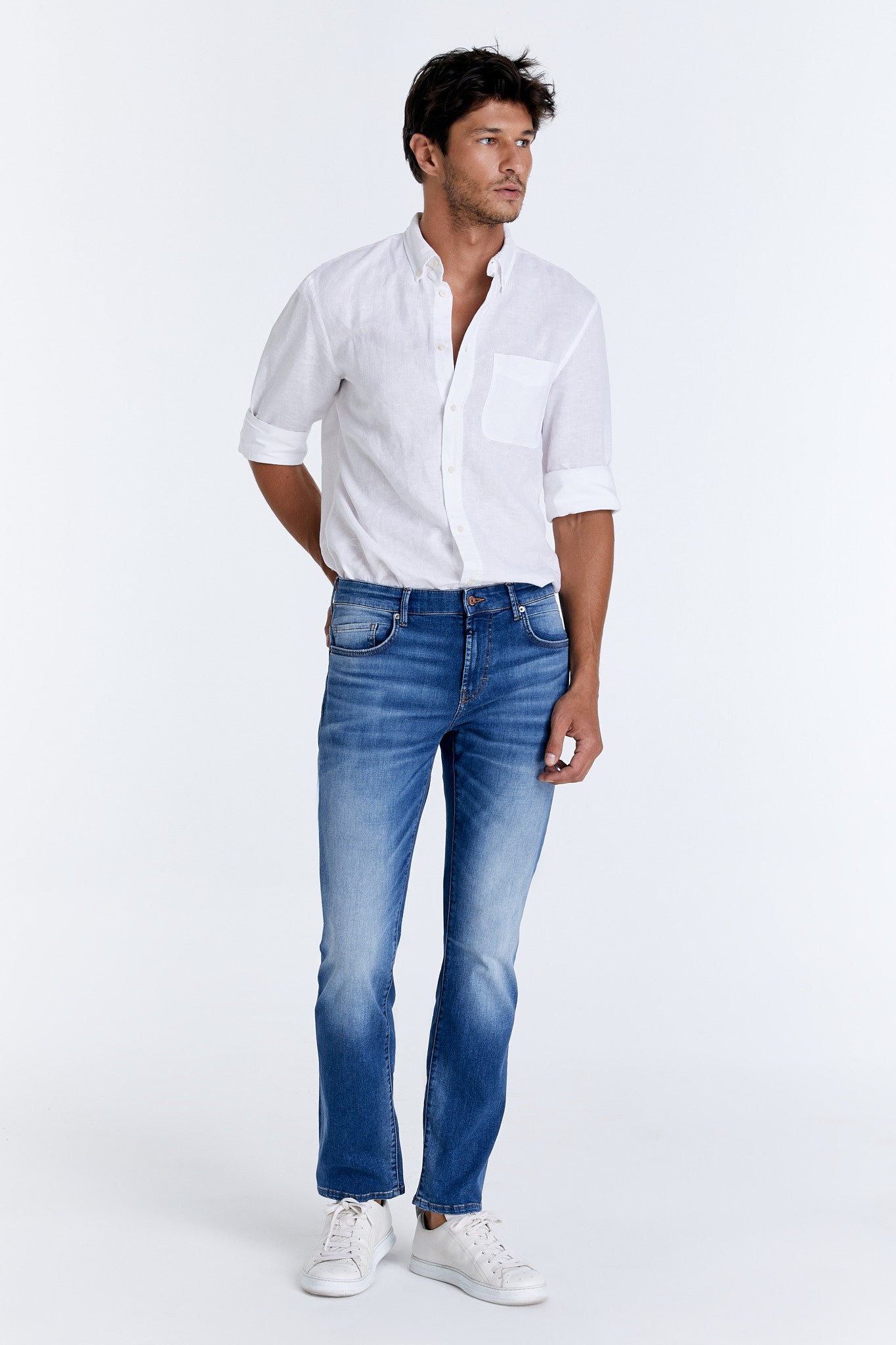 cup of joe denim Lance Mid Waist Regular Length 5 Pocket Jeans