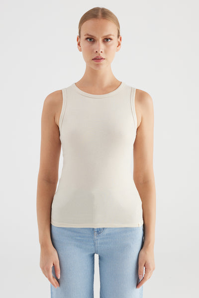 Liv Halter Neck Tank Top Gold Pearl