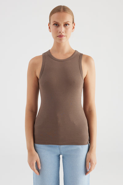 Liv Halter Neck Tank Top Taupe