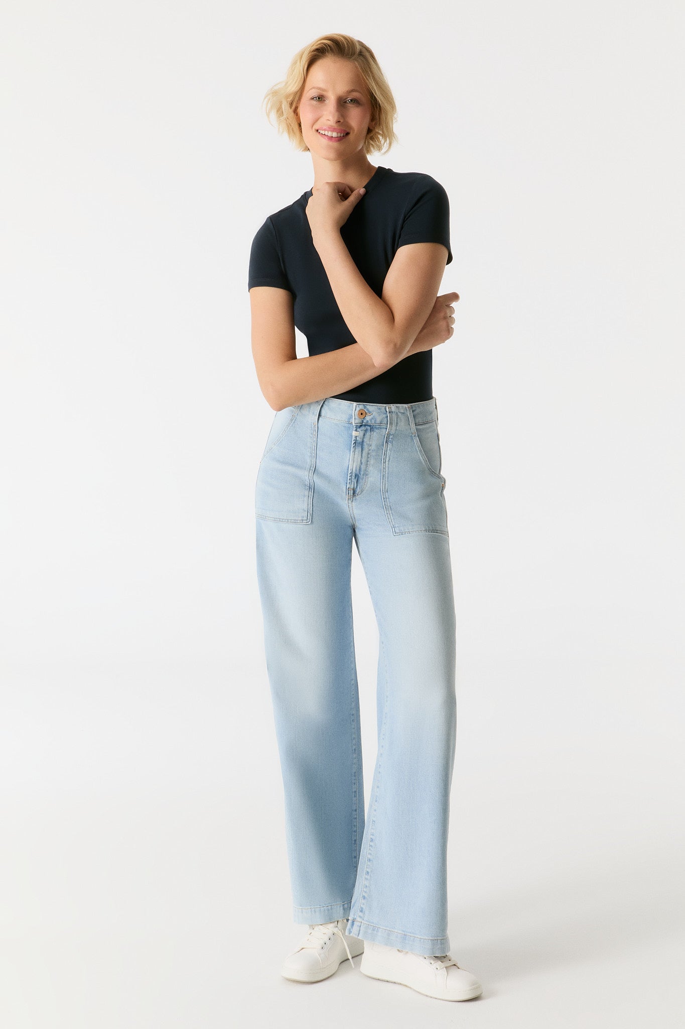 cup of joe denim Lulu High Waist Full Length Patch Pocket Jeans