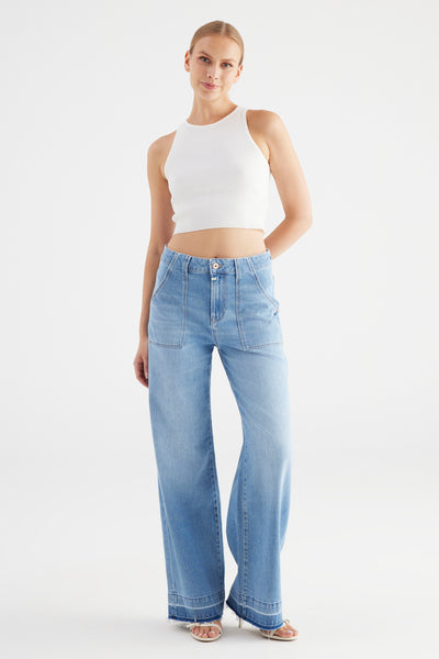 Lulu High Waist Full Length Patch Pocket Jeans Fancy Bottom