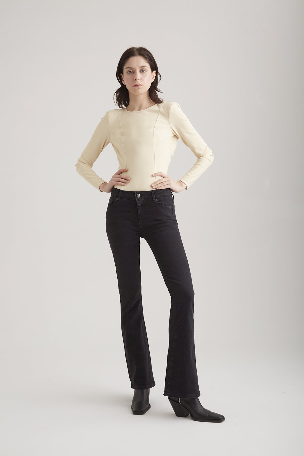 cup of joe denim Laura Mid Waist Full Length 5 Pocket Jeans