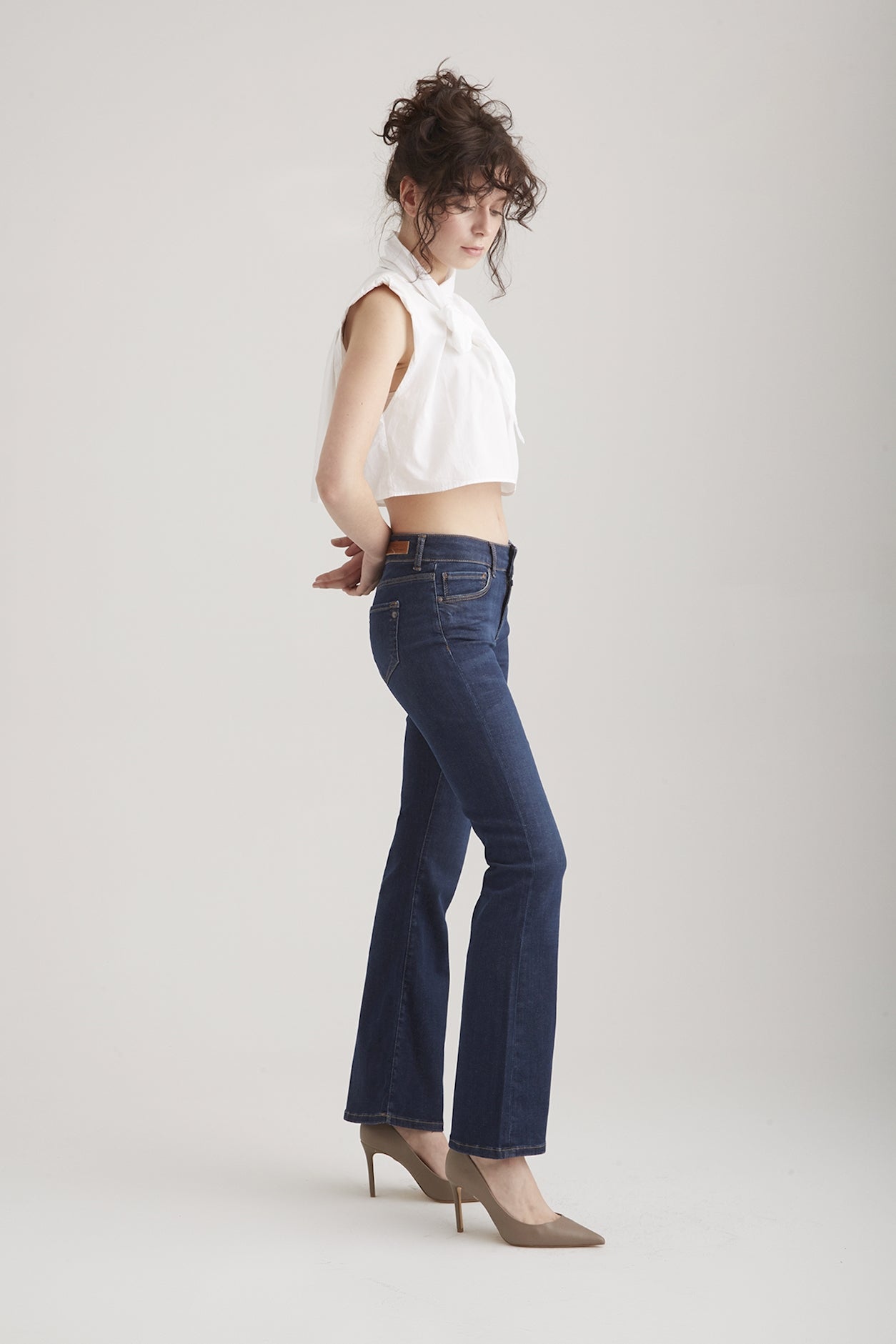 cup of joe denim Laura Mid Waist Full Length 5 Pocket Jeans