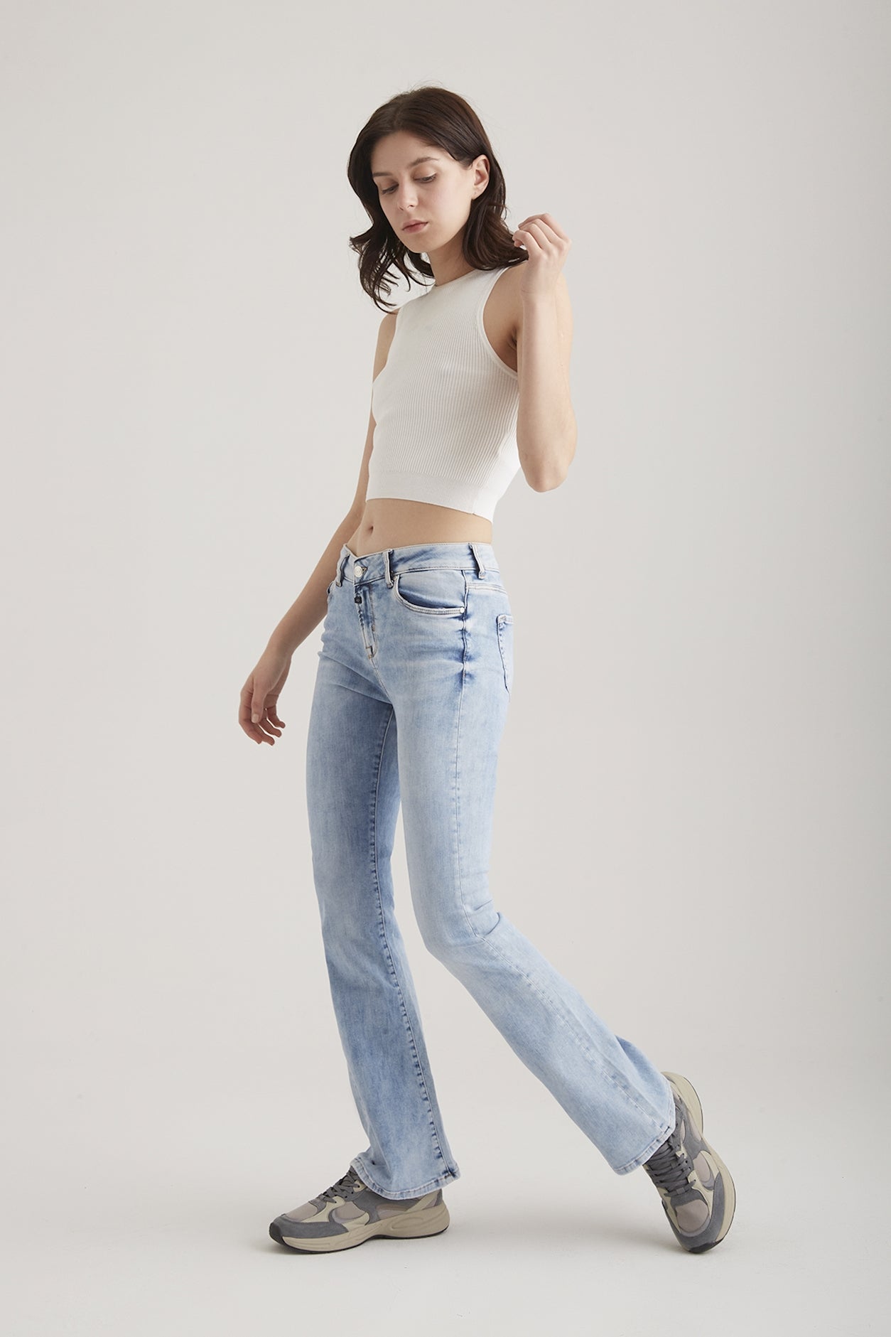 cup of joe denim Laura Mid Waist Full Length 5 Pocket Jeans