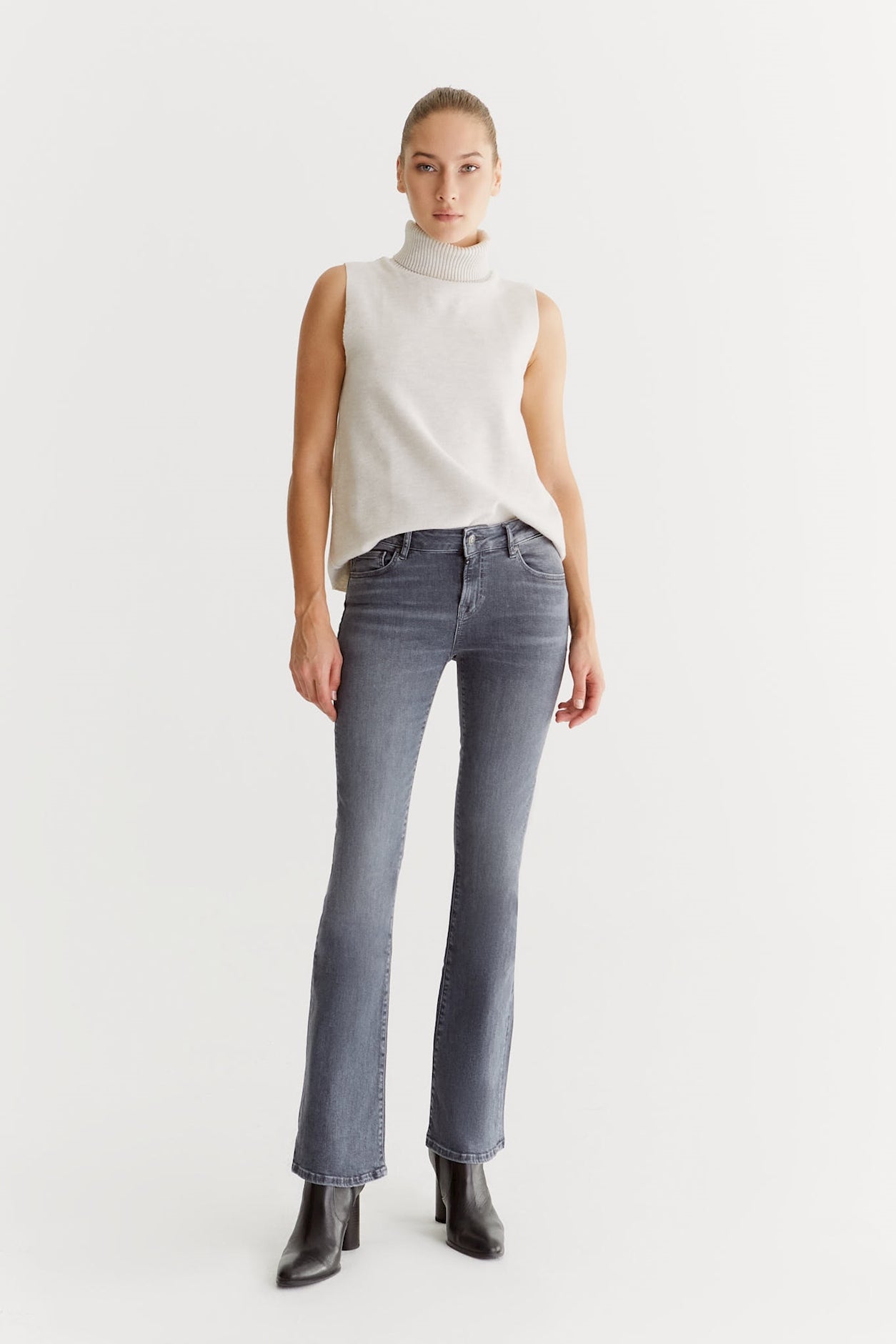 cup of joe denim Laura Mid Waist Full Length 5 Pocket Jeans