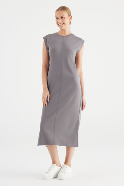 Marcia Long Length Crew Neck Dress Grey