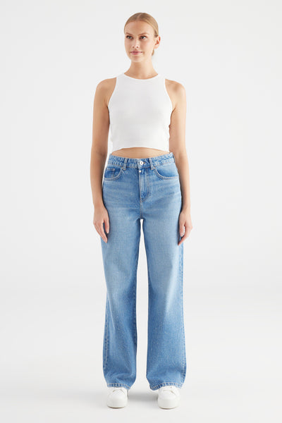 Maria Ultra High Waist Full Length 5 Pocket Jeans Strass