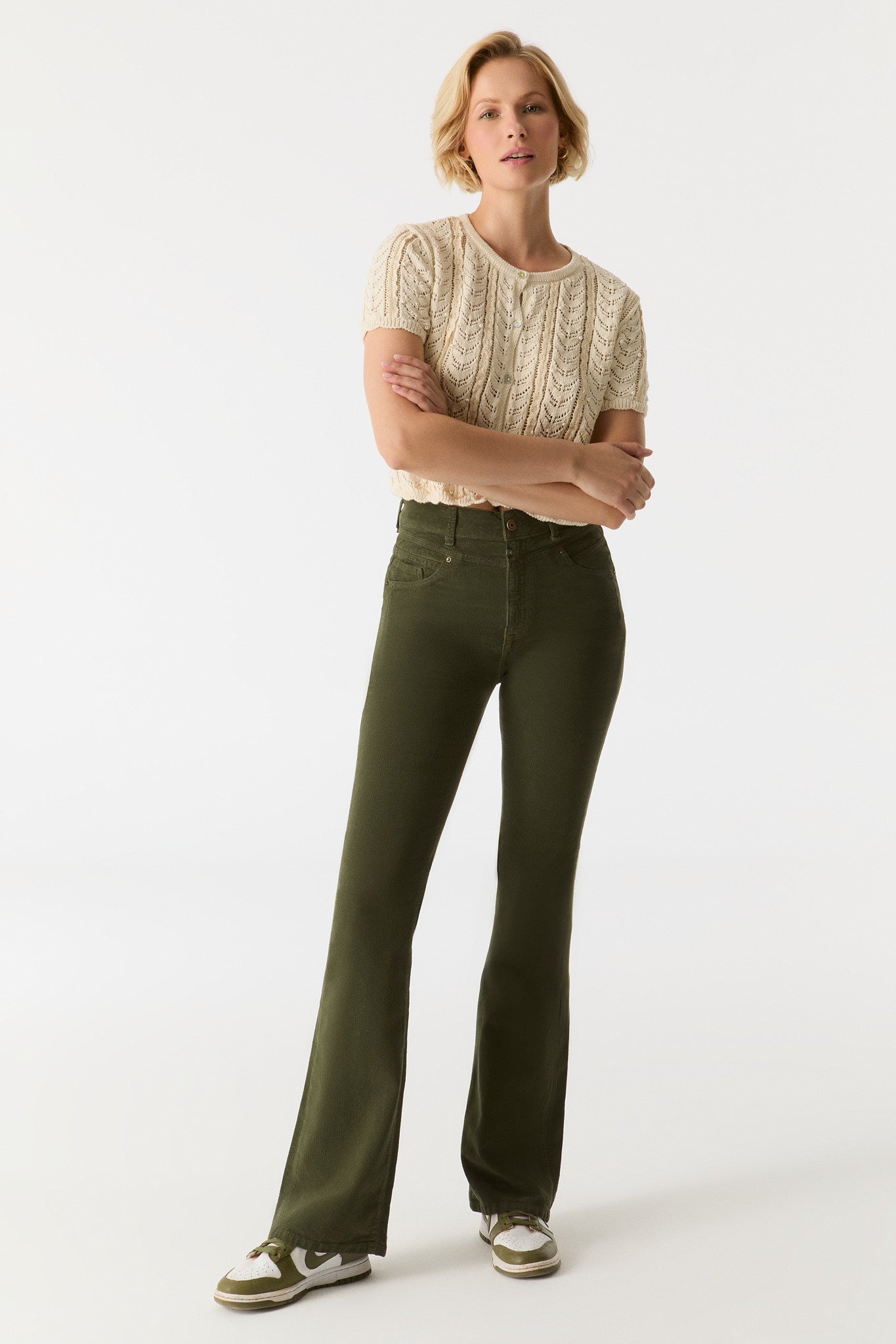 cup of joe denim Matilda Cord Ultra High Waist Full Length 5 Pocket Pants