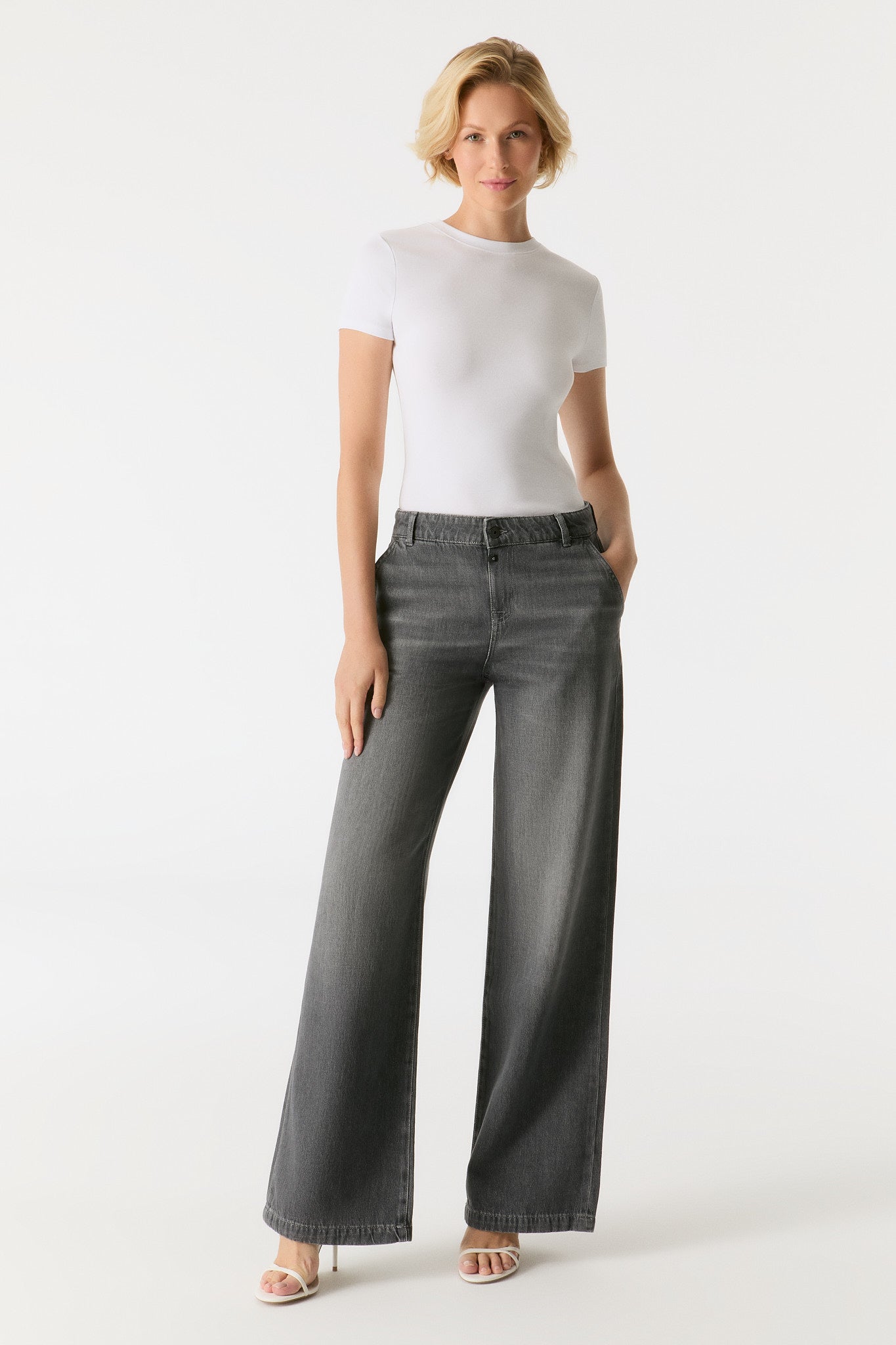cup of joe denim Maxine Mid Waist Full Length Drop Crotch Chino Jeans