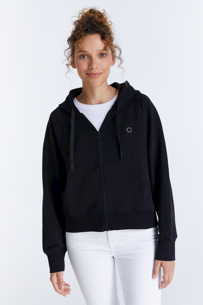 Maya Crew Neck Zipped Sweatshirt Black