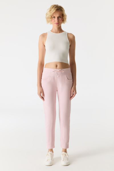 Mila Mid Waist Ankle Length Jogger 5 Pocket Pants Light Pink