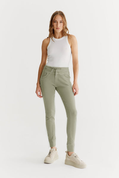 Mila Mid Waist Jogger 5 Pocket Ankle Pants Sage