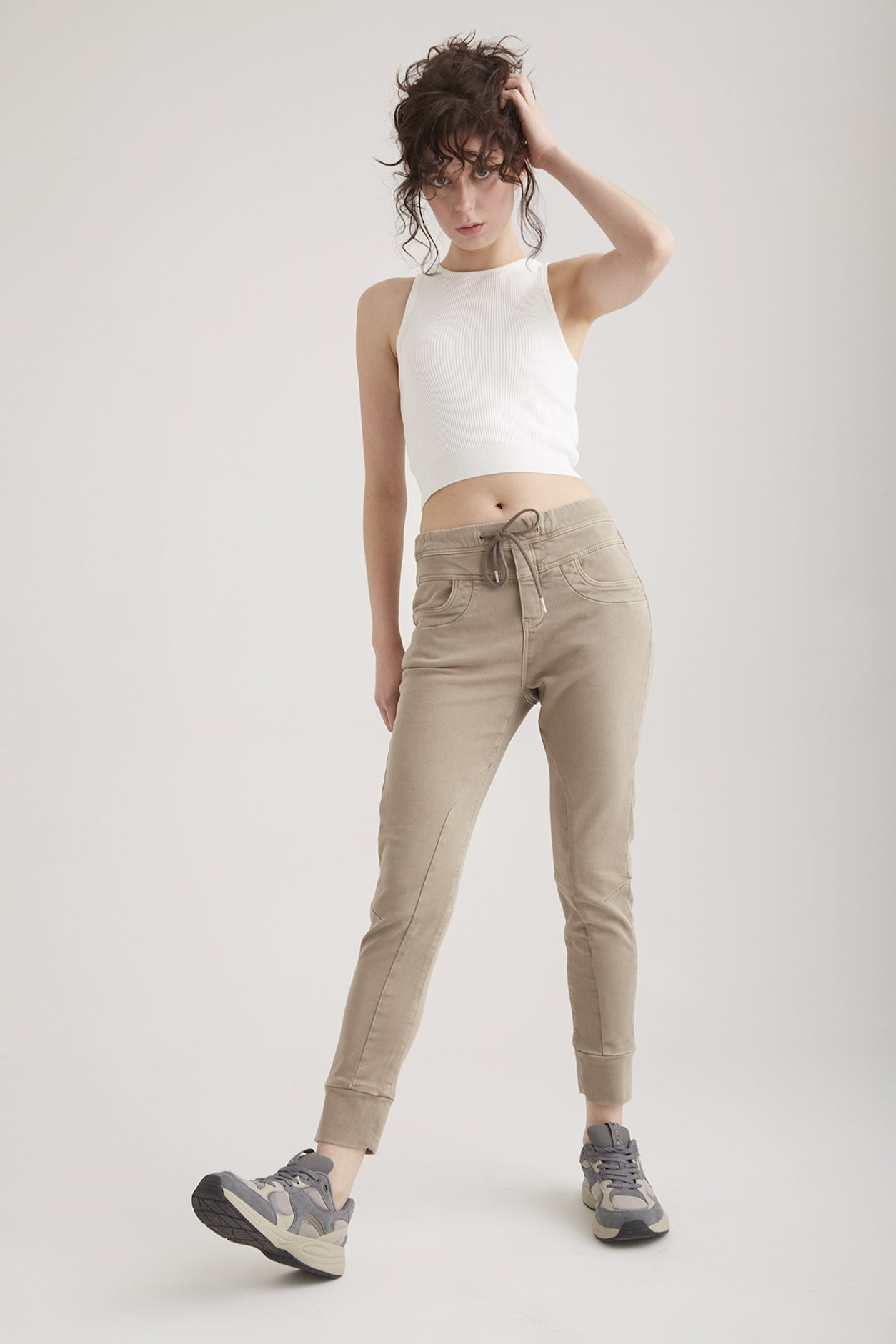 cup of joe denim Mila Mid Waist Ankle Length Jogger 5 Pocket Pants