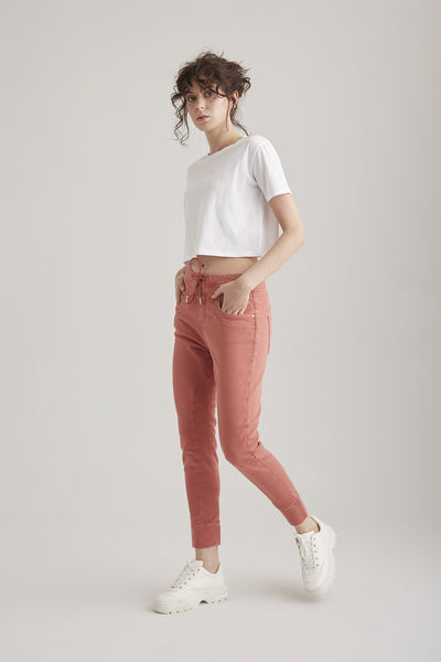 Mila Mid Waist Jogger 5 Pocket Ankle Pants Sunset