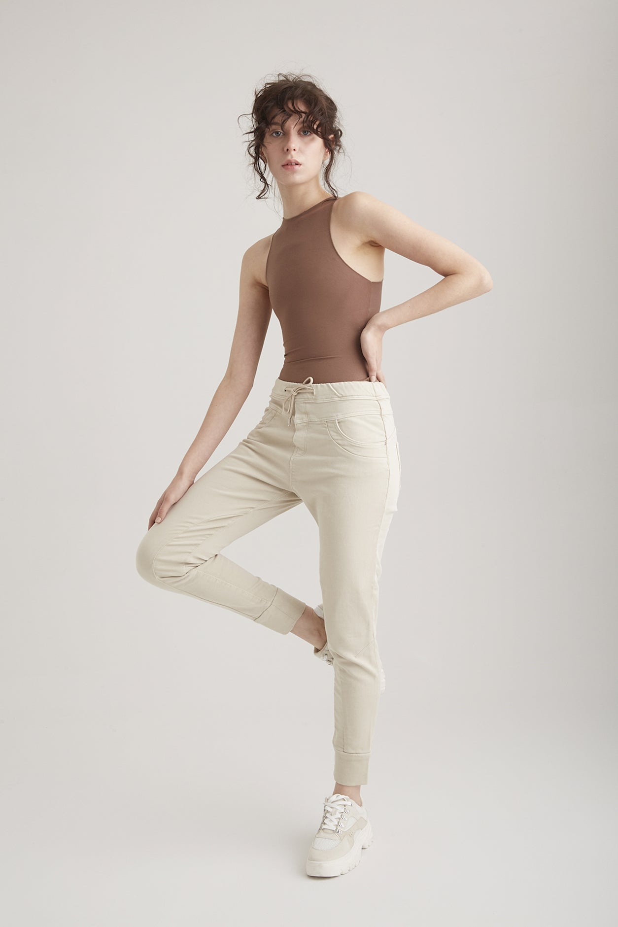 cup of joe denim Mila Mid Waist Ankle Length Jogger 5 Pocket Pants