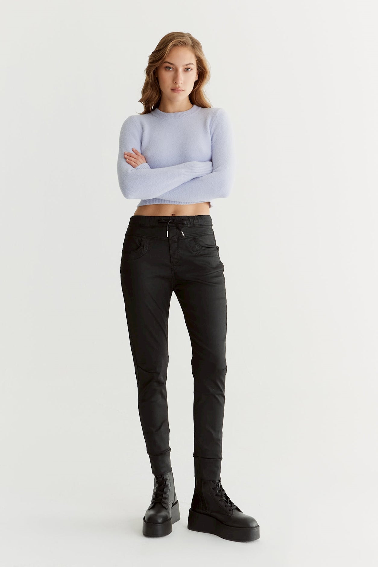 cup of joe denim Mila Mid Waist Ankle Length Jogger 5 Pocket Pants